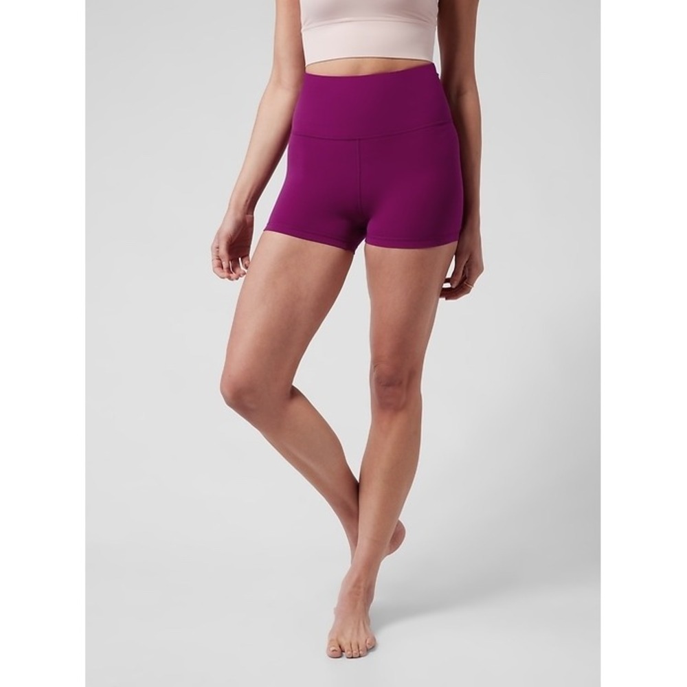 Athleta Elation Ultra High Rise Shortie 3" Exotic Fuchsia L Yoga Active Casual